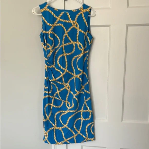 knee length dresses for ladies Luxurious Blue/Gold Fans Women's Midi Dress Yuliya Magdych Blue/Gold / 4XL main image 0